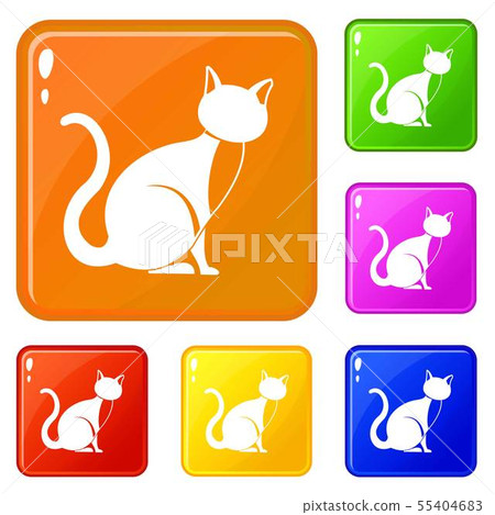 Black cat icons set vector color Black cat icons set vector color 55404683