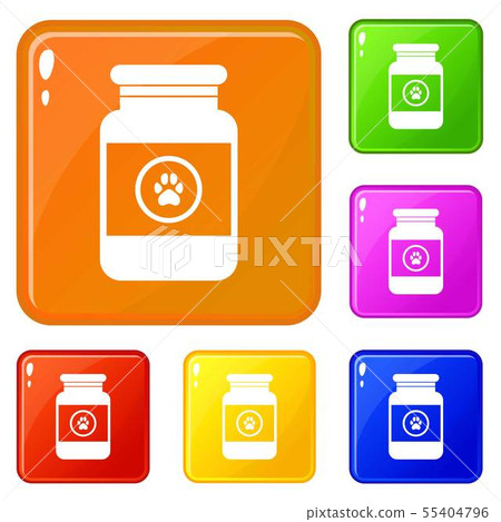 Treatment solution for animals icons set vector color 55404796