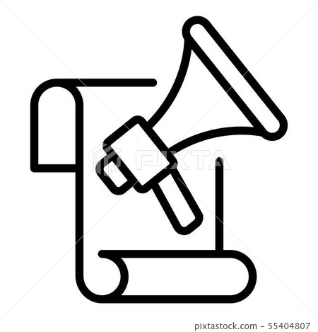 Bullhorn and list icon, outline style Bullhorn and list icon, outline style 55404807