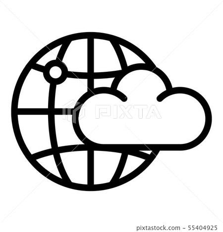 Cloud global space icon, outline style 55404925