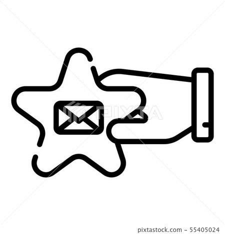 Star in hand message icon, outline style 55405024