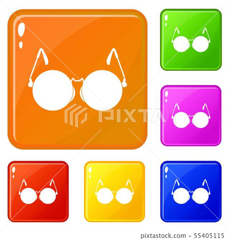 Glasses for blind icons set vector color Glasses for blind icons set vector color 55405115