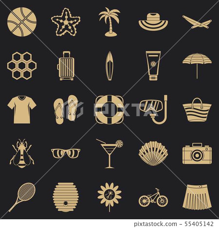 Summer things icons set, simple style Summer things icons set, simple style 55405142