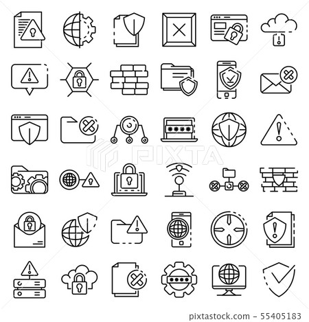 Firewall icons set, outline style Firewall icons set, outline style 55405183
