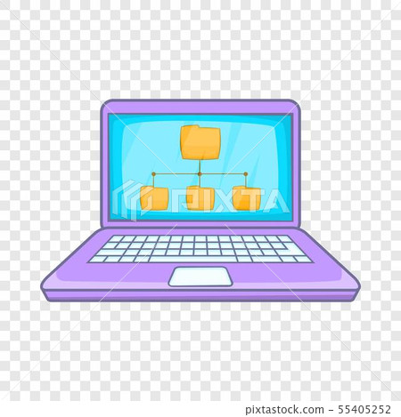 Folders on laptop screen icon, cartoon style Folders on laptop screen icon, cartoon style 55405252
