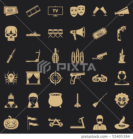 Movie icons set, simle style 55405394