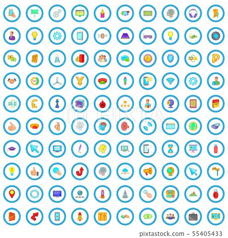 100 web design icons set, cartoon style 55405433