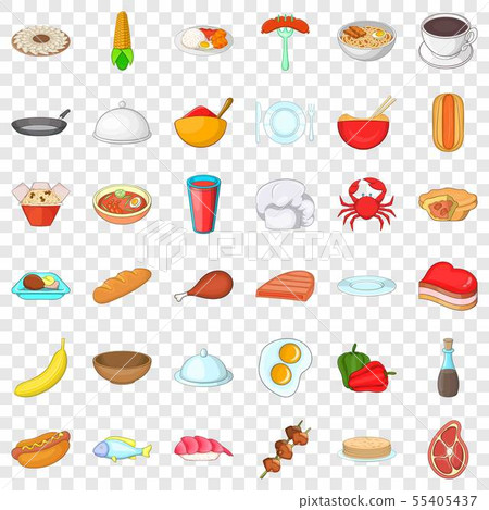 Dish icons set, cartoon style Dish icons set, cartoon style 55405437