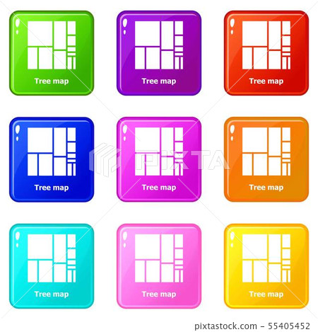 Tree map icons set 9 color collection 55405452