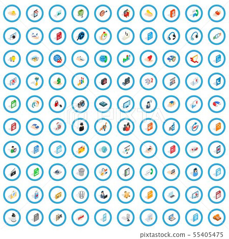 100 webdesign icons set, isometric 3d style 55405475