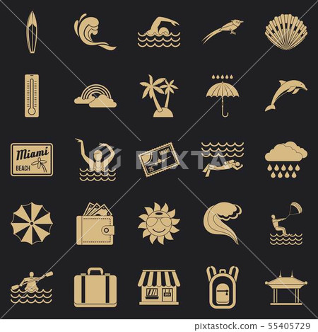 Surfing icons set, simple style 55405729