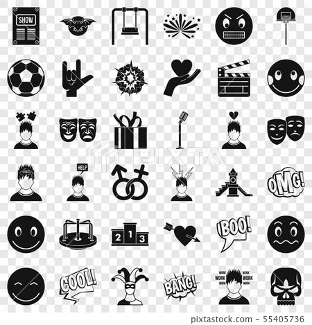 Face emotion icons set, simple style Face emotion icons set, simple style 55405736