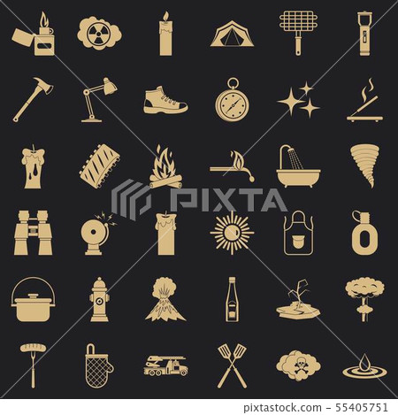 Extinguisher icons set, simle style Extinguisher icons set, simle style 55405751