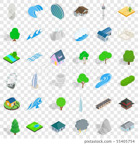 Water element icons set, isometric style 55405754