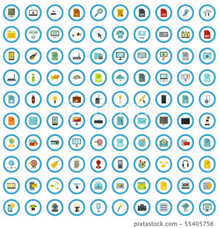 100 web interface icons set, flat style 100 web interface icons set, flat style 55405756