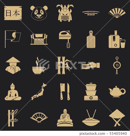 Sushi roll icons set, simple style 55405940