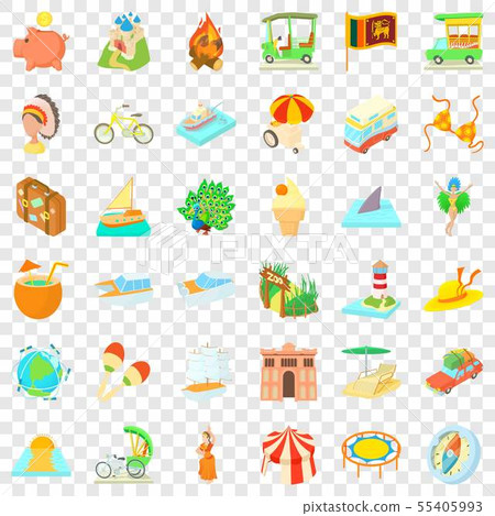 Big adventure icons set, cartoon style Big adventure icons set, cartoon style 55405993
