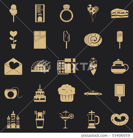 Honeyed icons set, simple style Honeyed icons set, simple style 55406059