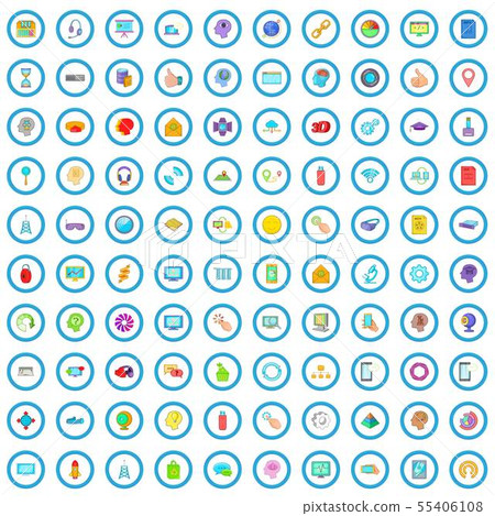 100 website icons set, cartoon style 55406108