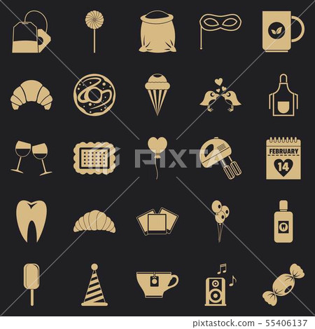 Sweet food icons set, simple style Sweet food icons set, simple style 55406137