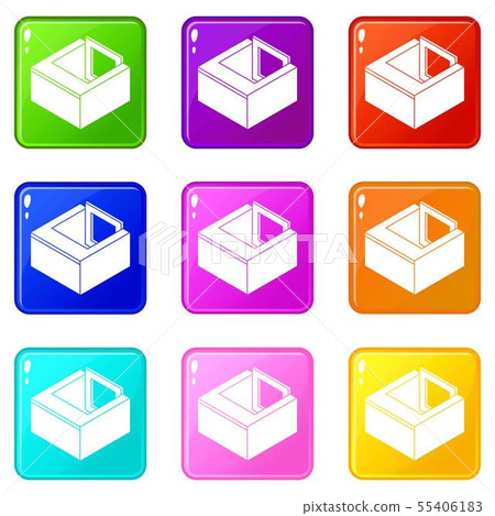 Basement window frame icons set 9 color collection Basement window frame icons set 9 color collection 55406183
