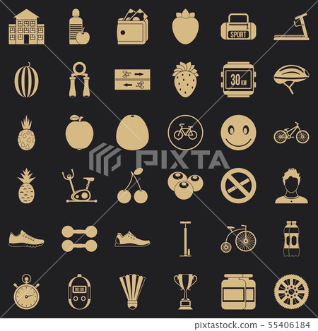 Dumpbell icons set, simle style Dumpbell icons set, simle style 55406184