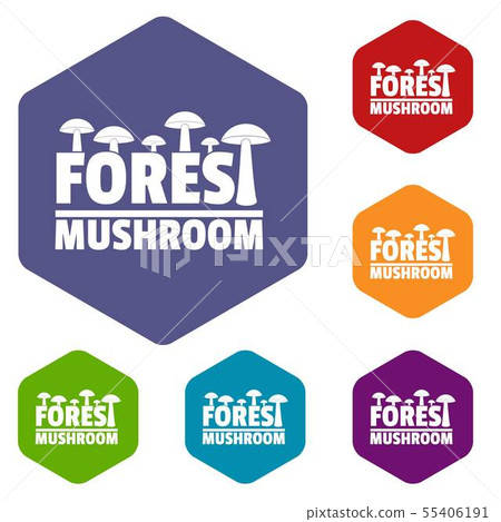 Mushroom icons vector hexahedron 55406191