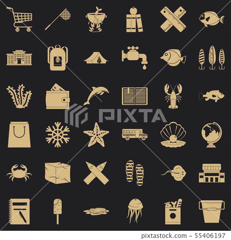 Outdoor icons set, simle style Outdoor icons set, simle style 55406197