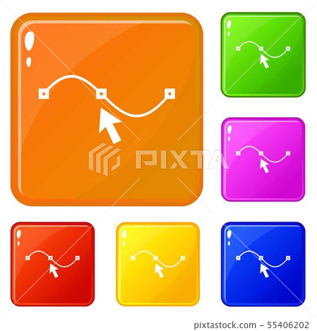 Drawing the curve icons set vector color Drawing the curve icons set vector color 55406202