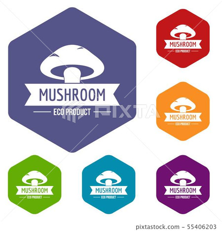 Mushroom harvest icons vector hexahedron Mushroom harvest icons vector hexahedron 55406203