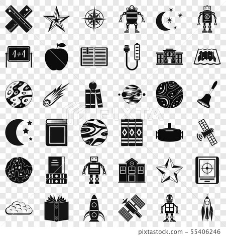 Astronomy robot icons set, simple style Astronomy robot icons set, simple style 55406246