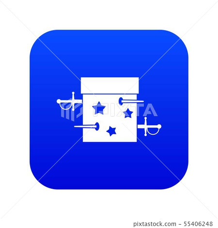 Sword box illusion icon digital blue 55406248