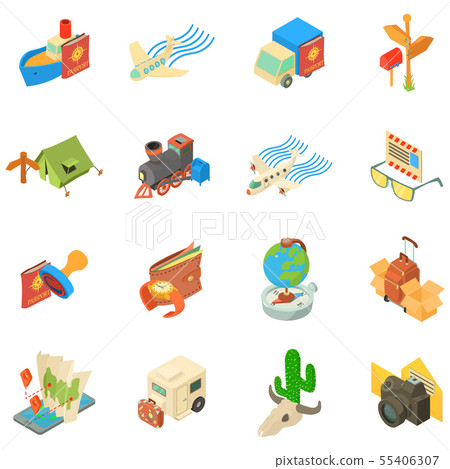 Journey icons set, isometric style 55406307