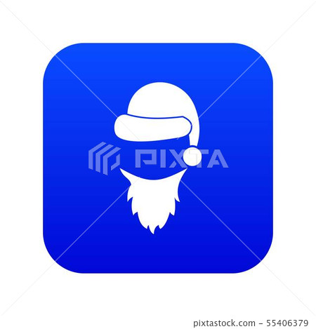 Cap with pompon of Santa Claus and beard icon digital blue Cap with pompon of Santa Claus and beard icon digital blue 55406379