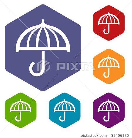 Drawing umbrella icons vector hexahedron Drawing umbrella icons vector hexahedron 55406380