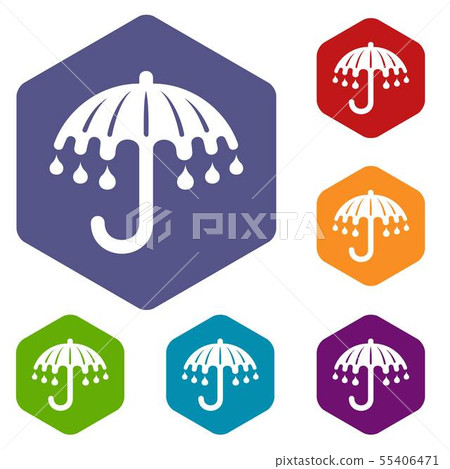 Wet umbrella icons vector hexahedron 55406471