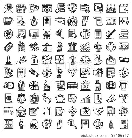 Accountant icons set, outline style - Stock Illustration [55406567] - PIXTA