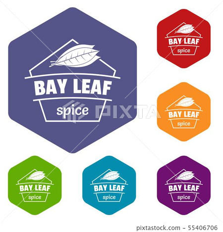 Bay leaf spice icons vector hexahedron Bay leaf spice icons vector hexahedron 55406706