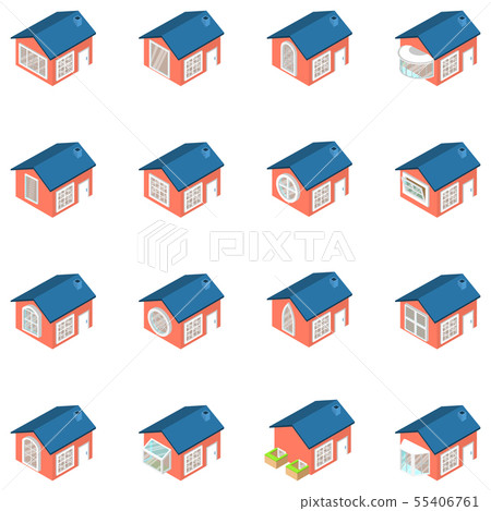 Window icons set, isometric style Window icons set, isometric style 55406761