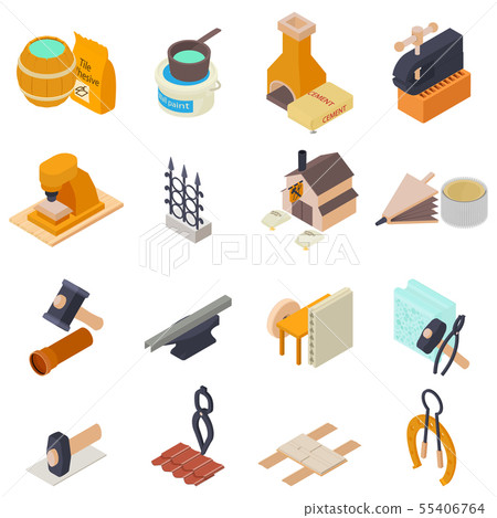 Hand work icons set, isometric style 55406764
