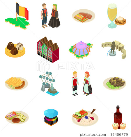 Germany icons set, isometric style 55406779