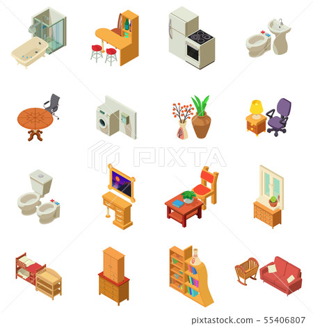 Lodging icons set, isometric style 55406807