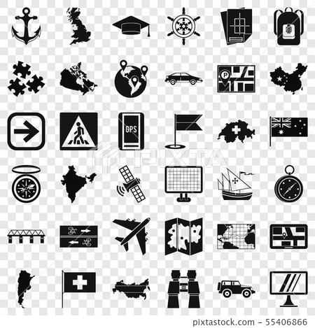 Navigation icons set, simple style 55406866