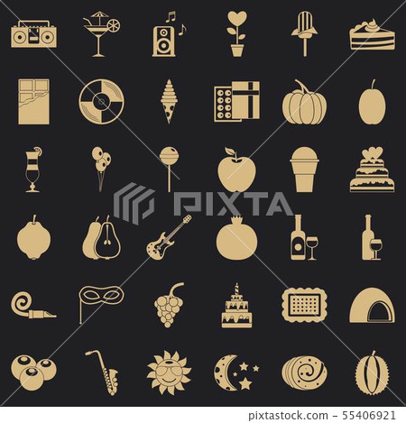 Music party icons set, simple style 55406921