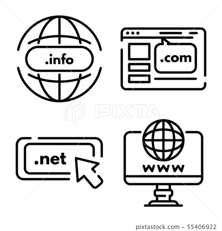 Domain icons set, outline style 55406922