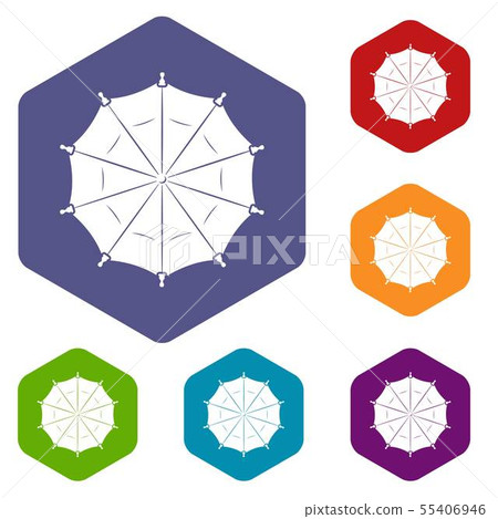 Round umbrella icons vector hexahedron - Stock Illustration [55406946 ...