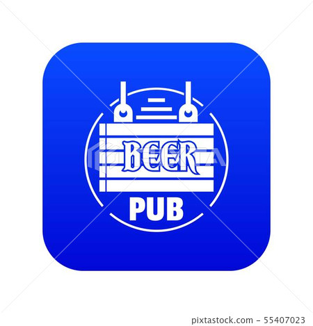 Wood board beer pub icon blue vector Wood board beer pub icon blue vector 55407023