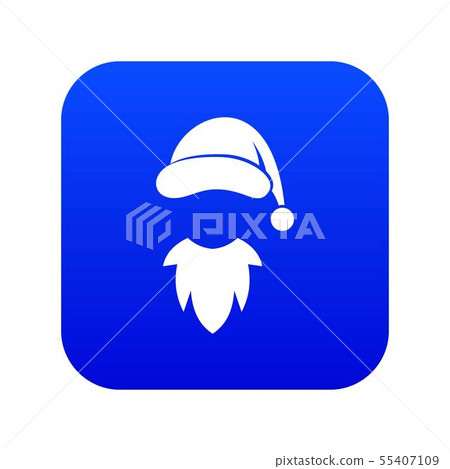 Cap with pompon of Santa Claus and beard icon digital blue 55407109