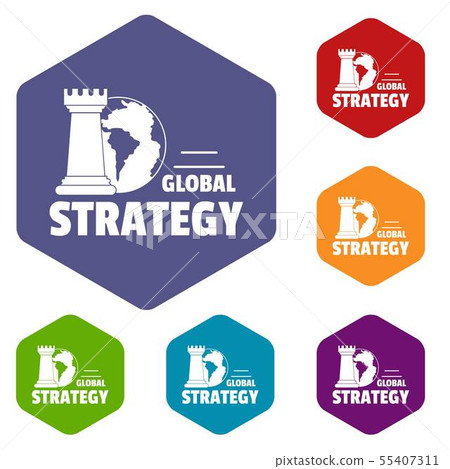 Global strategy icons vector hexahedron Global strategy icons vector hexahedron 55407311