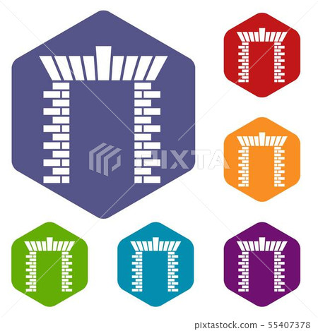 Block gate icons vector hexahedron Block gate icons vector hexahedron 55407378